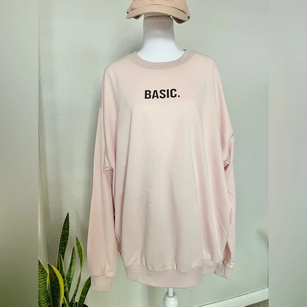 New - Pink BASIC Crewneck Pull over Sweatshirt - Picture 4 of 8
